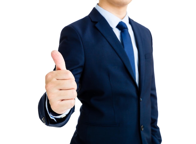 Business man show with thumb up gesture