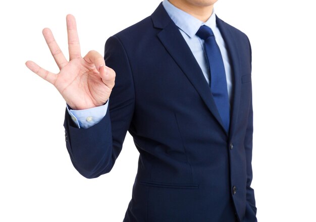 Business man showing ok sign gesture