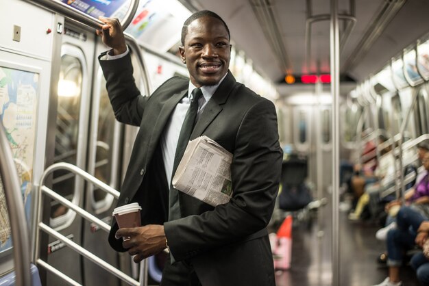 Business man in the subway