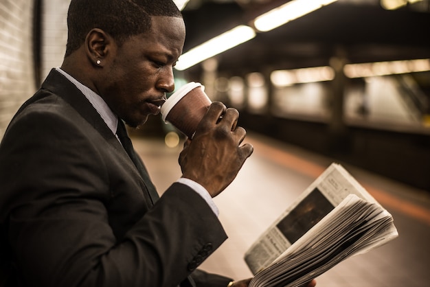 Business man in the subway