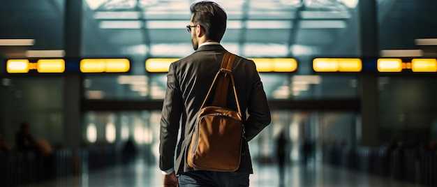 空港旅行とビジネスコンセプトでスーツを着たビジネスマンジェネレーティブAI