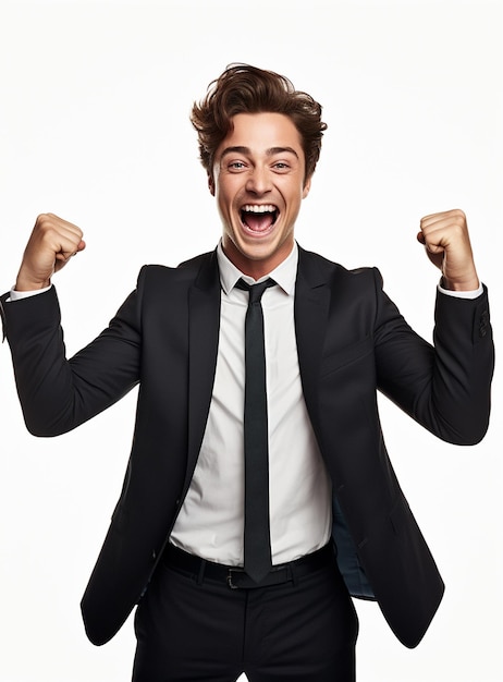 Photo business man in a suit white transparent background