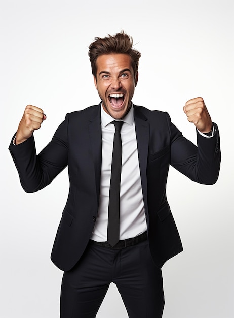 Photo business man in a suit white transparent background