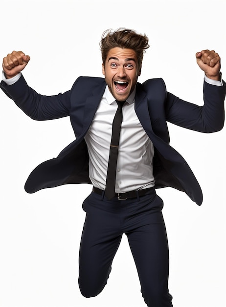 Business man in a suit white transparent background