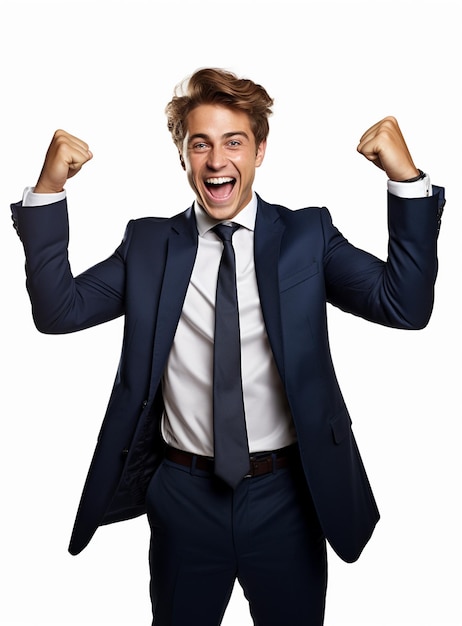 Business man in a suit white transparent background