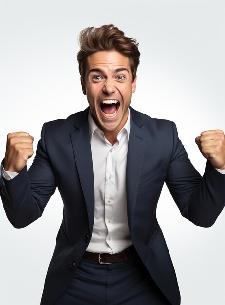 Business man in a suit white transparent background