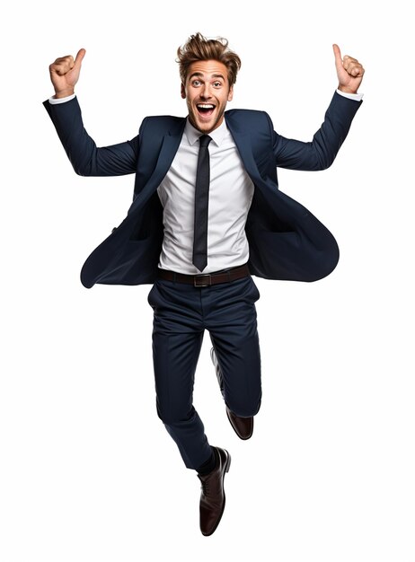 Business man in a suit white transparent background