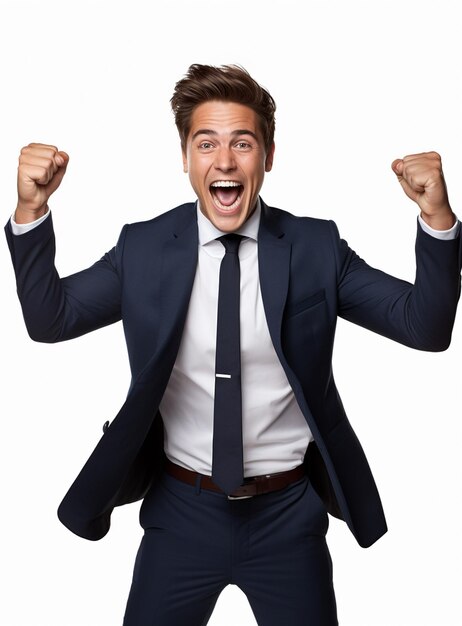 Business man in a suit white transparent background