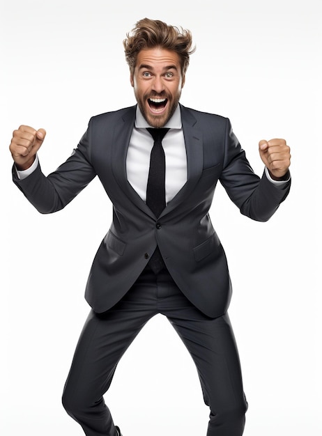 Business man in a suit white transparent background