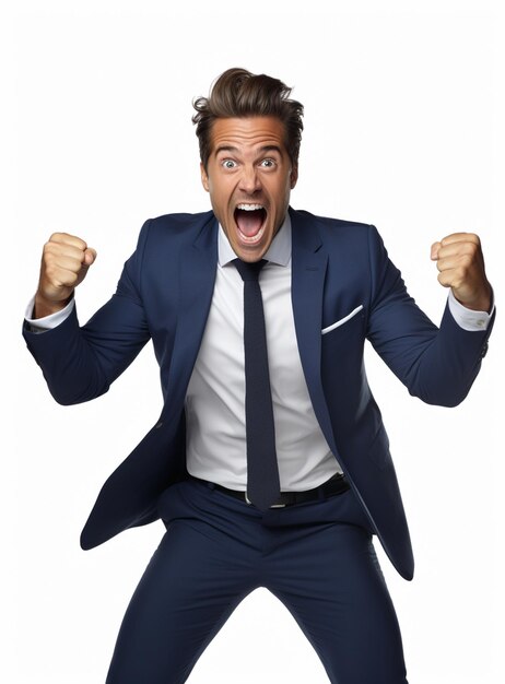 Business man in a suit white transparent background