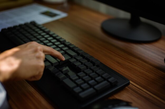 Business man use a computer at work