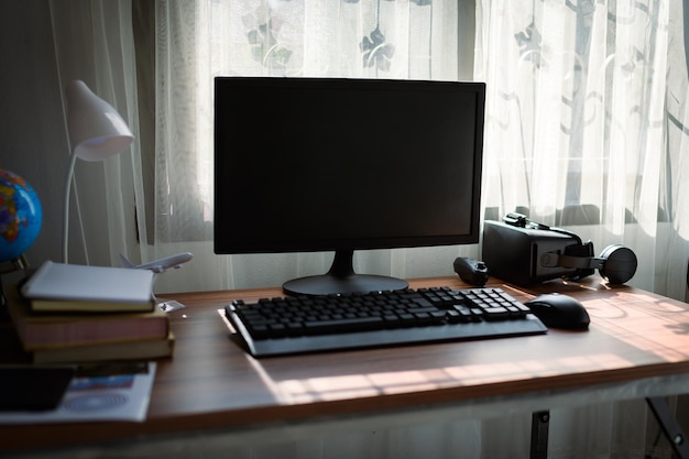 Business man use a computer at work