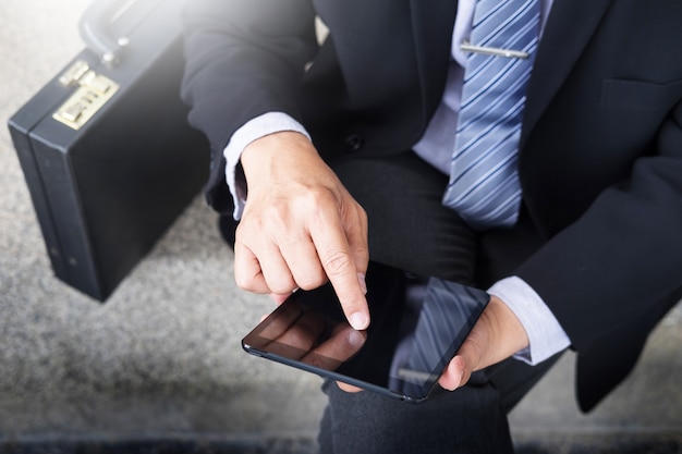 Business man using tablet for working