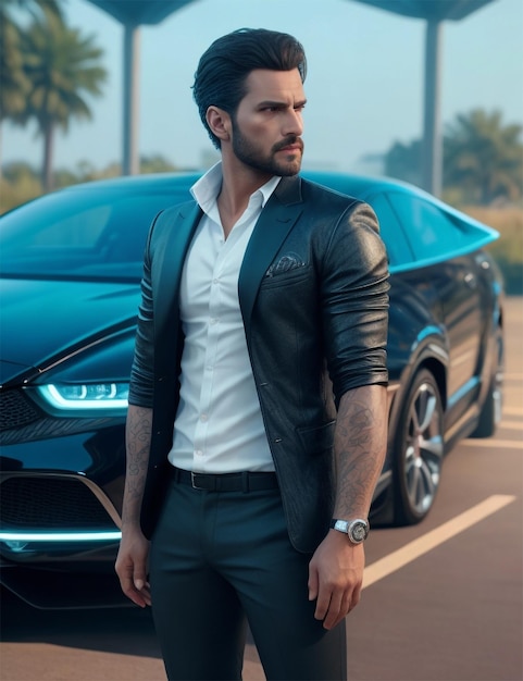 A business man with a luxary car