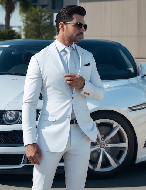 A business man with a luxary car