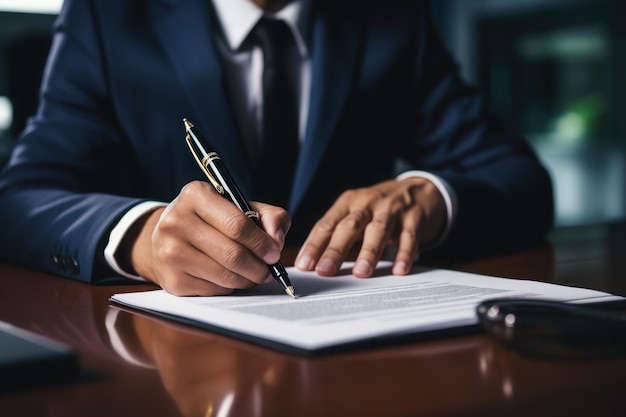 Business man with suit signing a new contract Generative AI