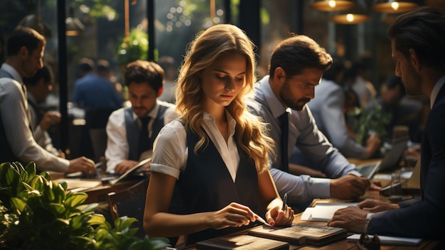 Business Man and Woman Work in Office