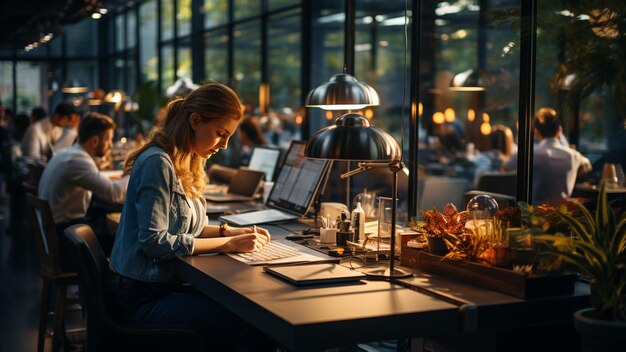 Business Man and Woman Work in Office