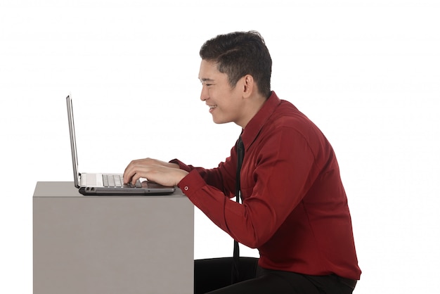 Business man working on a laptop