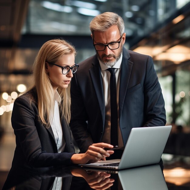 business man working together on laptop