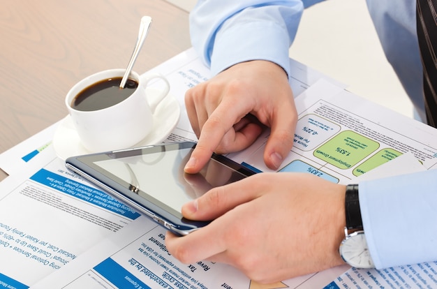 Business man works with business documents in the office.