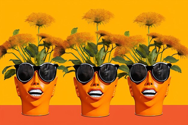 Business mask pot flower face