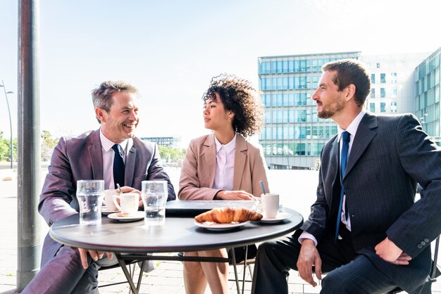 Business meeting in a cafe