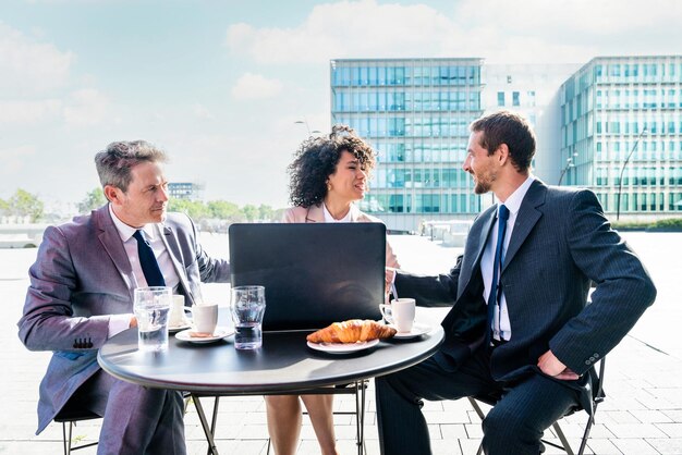 Business meeting in a cafe