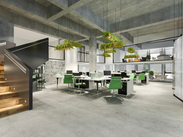 Photo business meeting and green working room on office building