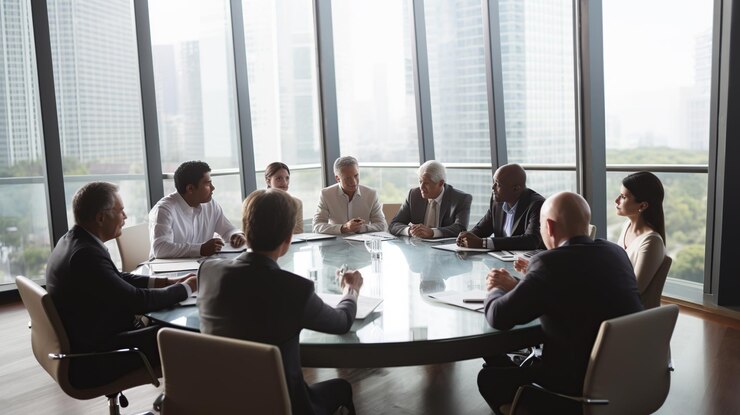 Business Meeting in Modern Office