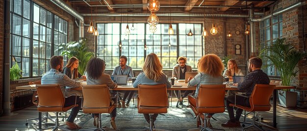 Business meeting in the office Teamwork Marketing strategy meeting In the boardroom colleagues Meeting in a conference room