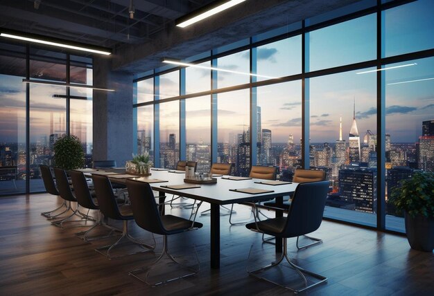 business meeting room on high rise office building 3d rendering