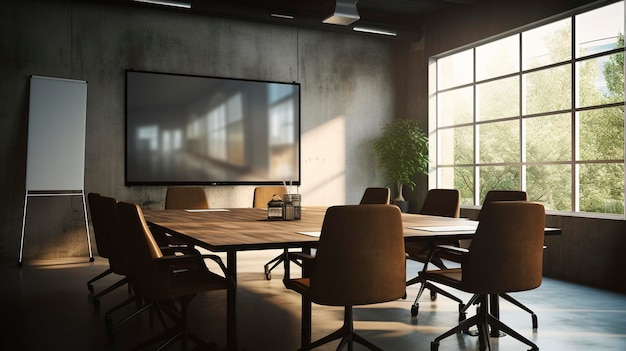 Foto sala riunioni di lavoro con illuminazione naturale