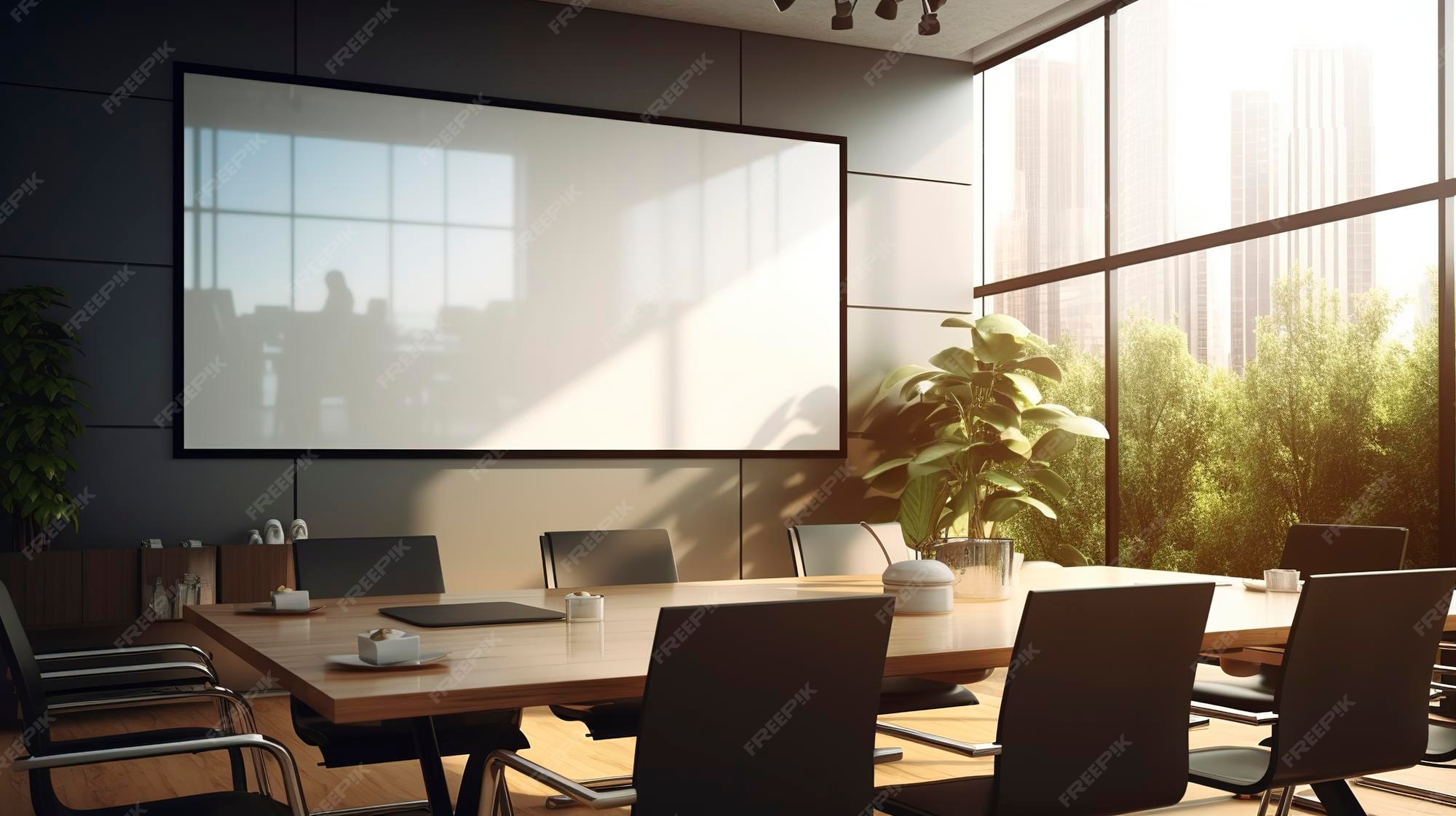 A User Reports That The Projector In The Conference Room Premium AI Image | Business Meeting Room with Projector Screen
