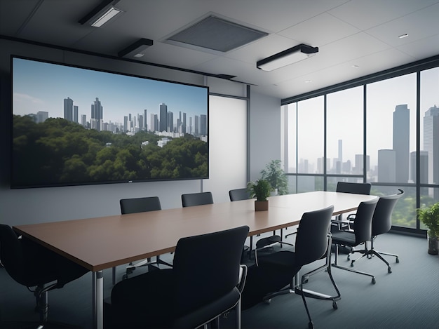 Photo business meeting room with screen on wall