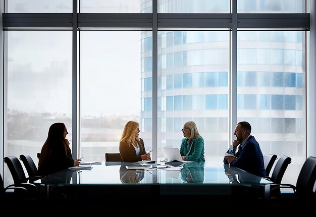 Foto scena di riunione d'affari in ufficio con colleghi di lavoro e membri del team sulla gestione delle persone