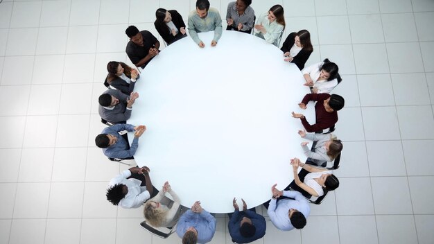 Photo business meeting at the table top view