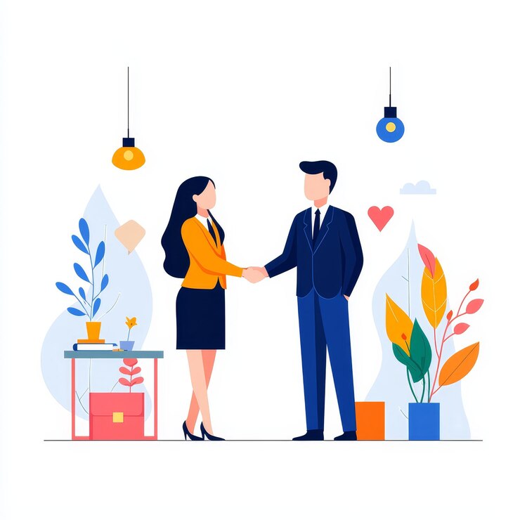 Business Meeting with Handshake in Modern Office Setting