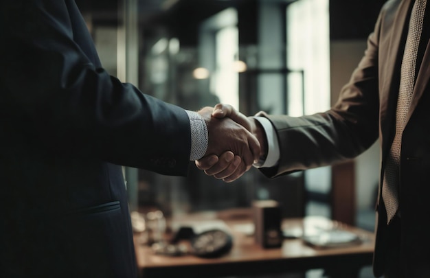 Business men shaking hands in an office