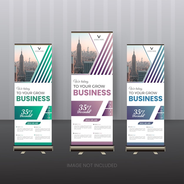 Photo business modern roll up bannerdesign template