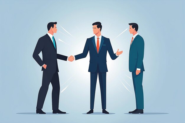 Business negotiation vector concept with businessman approaching each other Symbol of discussion meeting