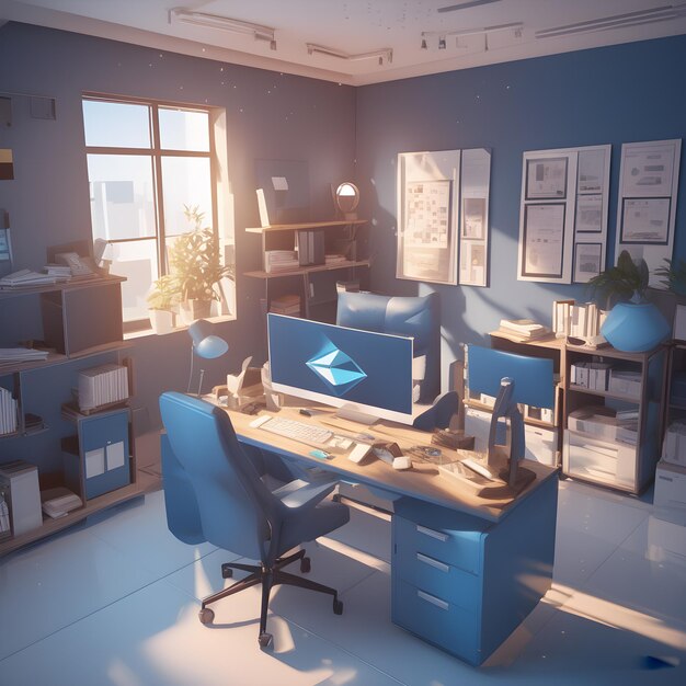 business office isometric 3d art