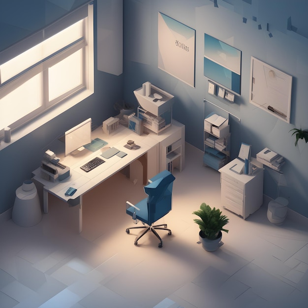 business office isometric 3d art