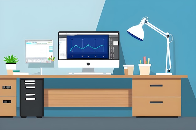 business office isometric 3d art