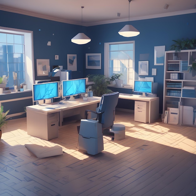 business office isometric 3d art