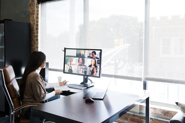 Business online video conference virtual meeting people background 59