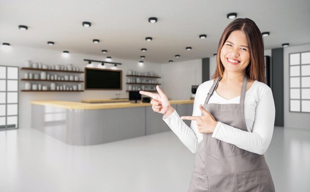 Business owner in cafe or coffee shop with counter bar