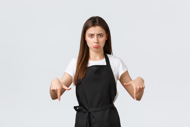 Business owner shop on white background.