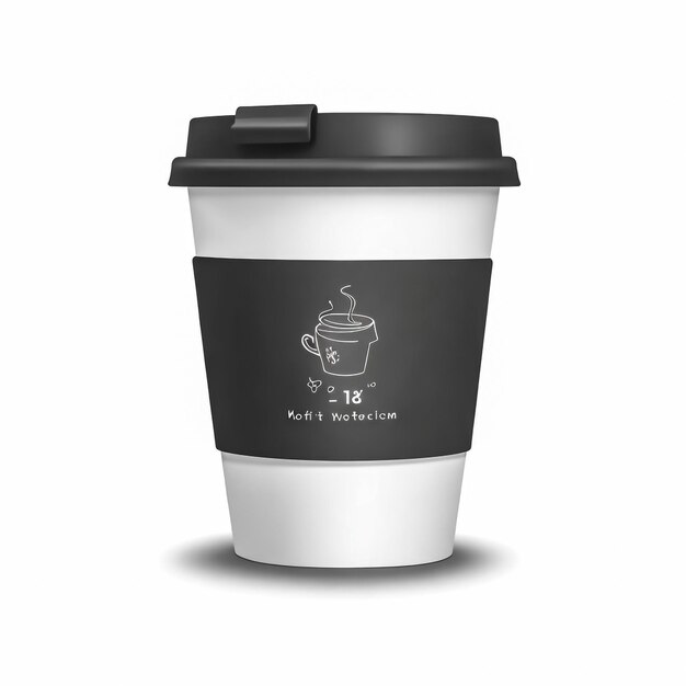 Photo business paper cup for hot coffee mockup with black lid isolated on white background white blank l