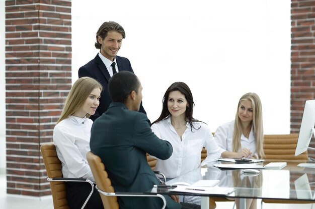 Business partners conducting a workshop in the office